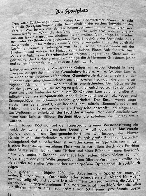 Sportplatz Schweighausen - Die Anfänge