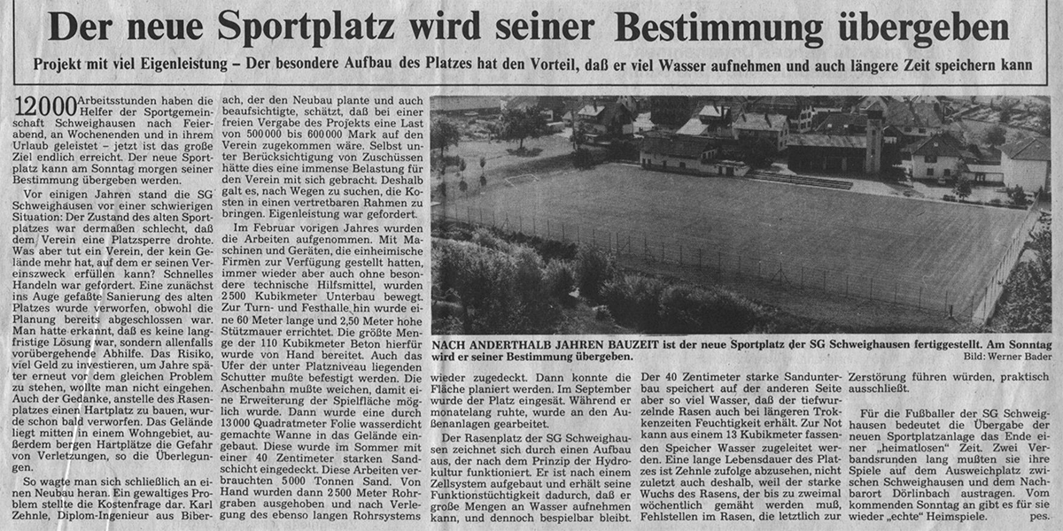 Geschichten und Rückblicke - Sportplatz Schweighausen