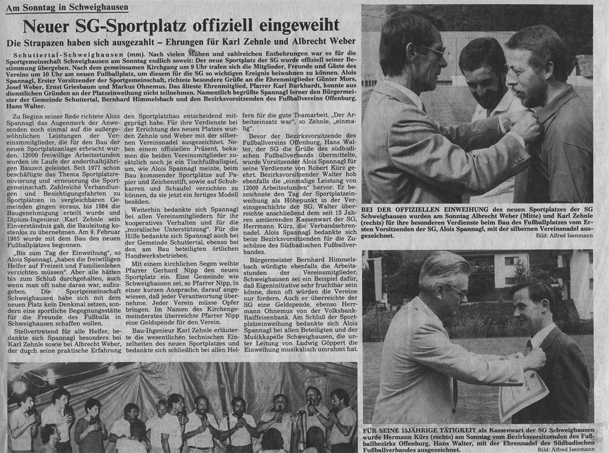 Geschichten und Rückblicke - Einweihung Sportplatz